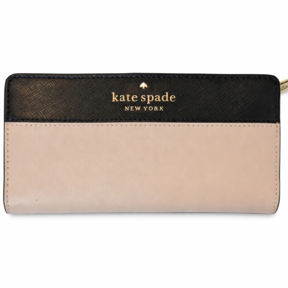 NWT Kate Spade Cameron Slim Bifold Wallet Warm Beige Multi Colorblock WLR00122